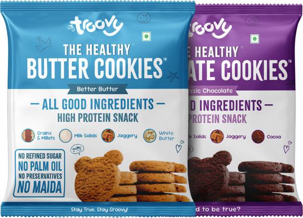 Troovy Healthy High Protein Duo (Chocolate, Butter) Cookies