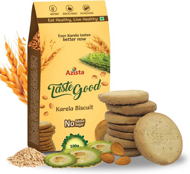 Azista Taste Good Karela Biscuit | No Added Sugar High Fiber, Pack of 8, 800 grams High Fiber Biscuit