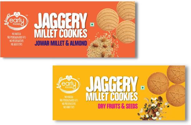 Early Foods Pack of 2 - Jowar & Dry Fruit Jaggery Cookies X 2, 150g each Cookies Biscuit