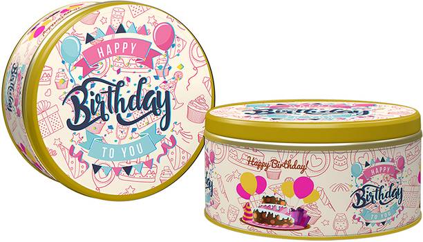 Cookieman Happy Birthday | 300g gift tin | Contains Chocolate Chip, Double Chocolate Chip, Butter Cashew, Blackcurrant and Mocha cookies| (Small) Cookies Biscuit