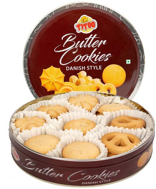 Titoo Danish Butter Cookies 340gm Tin Box – Authentic Crispy Butter Flavor Cookies Biscuit