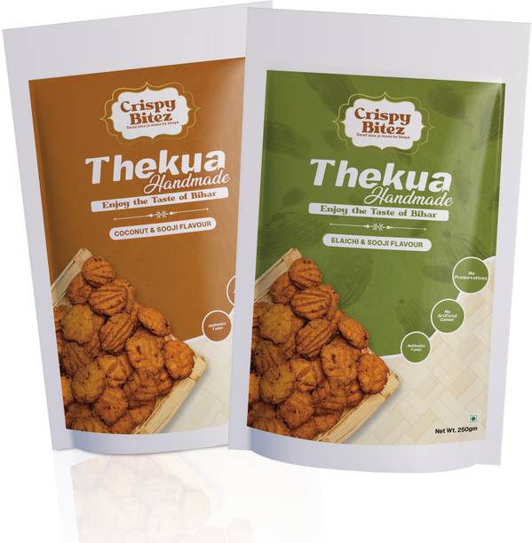 Crispy bitez Traditional Bihari Style Thekua with Suji, Maida, Milk, Sugar, Ghee 250g + 250g Cookies Biscuit