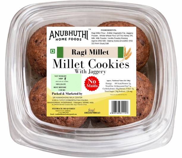 ANUBHUTHI HOME FOODS Wholesome Ragi Millet Cookies (No Maida) With Jaggery Cookies Biscuit