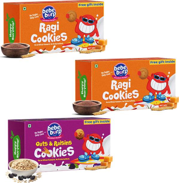 bebe burp Millet Cookies - Assorted Healthy Biscuits for Kids,& Adults Cookies (3 x 75 g) Assorted Biscuit