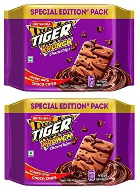 BRITANNIA Tiger Krunch Chocochips Biscuits Combo Plain Biscuit