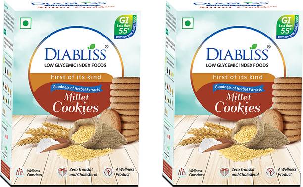 DiaBliss Low GI Millet Cookies Whole Wheat No Maida 17Herbs Spices Glucose Friendly Snack Cookies Biscuit