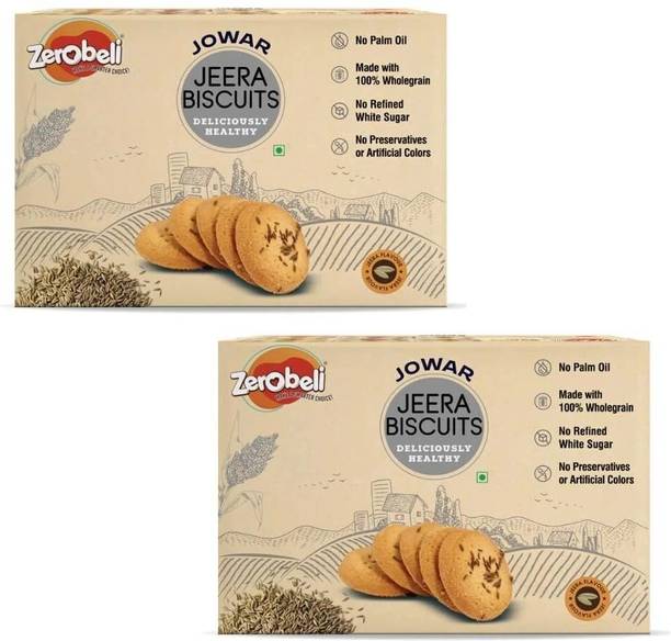 Zerobeli Jowar Jeera Wholegrain Biscuits | No Preservative & Palm Oil | Healthy Digestive Bakery Biscuit