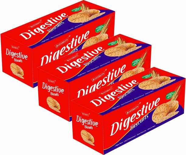 BAKEMATE Digestive High Fibre Biscuit Pack of 3|Digestive Biscuits | High Fibre Biscuit Digestive Biscuit