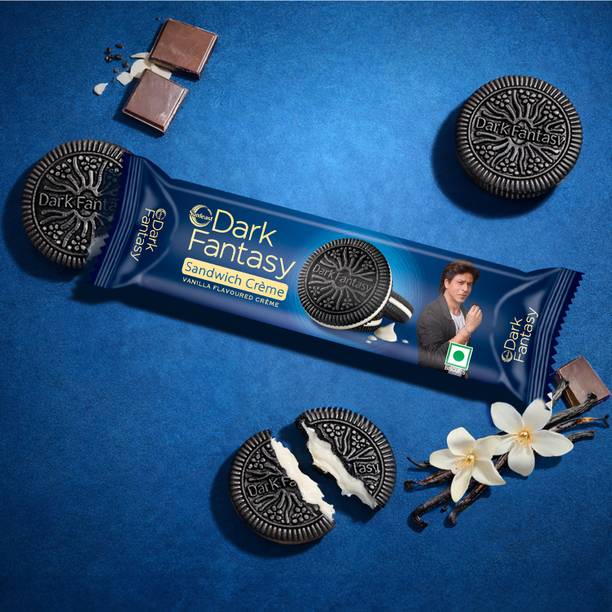 Sunfeast Dark Fantasy Vanilla Cr�me, Dark Crunchy Biscuit with Smooth Vanilla Cr�me Cream Filled Biscuit