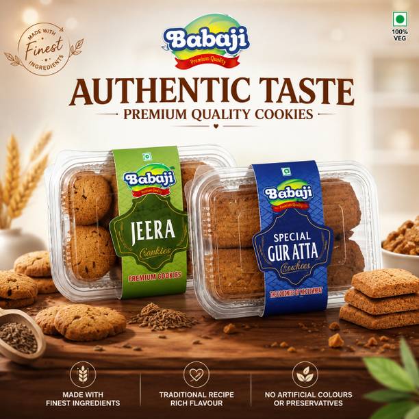 Babuji Jeera Delight And Special Gur Atta Cookies Combo Pack_JSG63 Cookies
