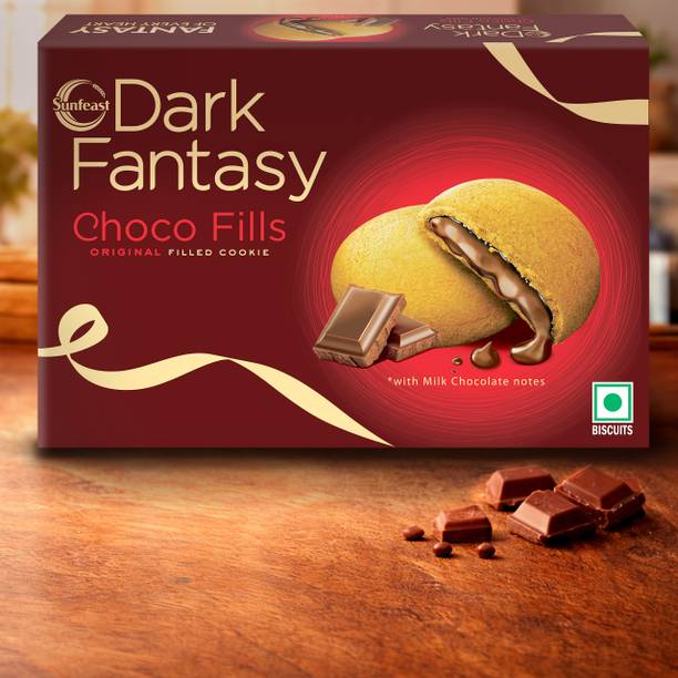 Sunfeast Dark Fantasy Choco Fills, Original Filled Cookies with Choco Creme|Perfect Snack Cream Filled Biscuit