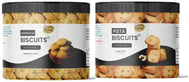 THE HERBS PLANET Combo Pack of Biscuits | Nankhatai Biscuit and Pista Biscuit |Vegetarian Cookies Assorted Biscuit