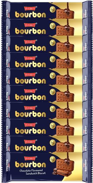 BAKEMATE Bourbon Chocolate Flavored Cream Filled Biscuits |Cookie Biscuits Pack Cream Sandwich Biscuit