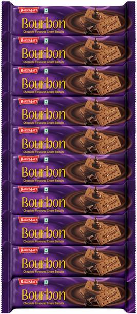 BAKEMATE Bourbon Chocolate Flavored Cream Filled Biscuits |Cookie Biscuits Pack Cream Sandwich Biscuit