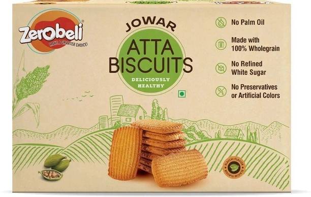 Zerobeli Jowar Atta Biscuits Elaichi Flavour | Made with 100% Wholegrain, No Preservative Bakery Biscuit
