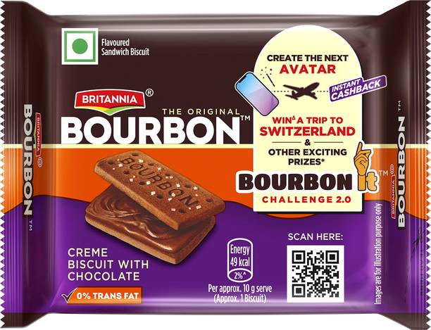 BRITANNIA Bourbon Chocolate Biscuits Cream Sandwich Biscuit