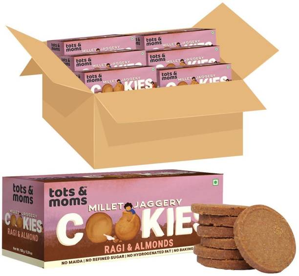 TOTS AND MOMS NO Maida NO Sugar - Ragi & Almonds Cookies | Millet & Jaggery Biscuits | Multi Grain Biscuit