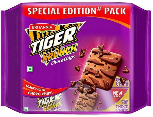 BRITANNIA Tiger Krunch Chocochips Biscuits Pack Plain Biscuit