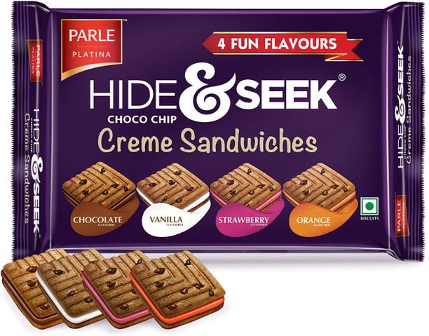 PARLE Hide & Seek Choco Chip Creme Sandwiches Cookies Biscuit