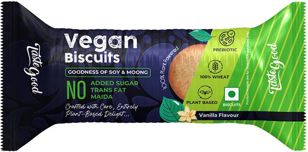 Taste Good Vegan Biscuits | Plant-Based Moong & Soy Protein | Whole Wheat (10 x 75 g) Multi Grain Biscuit