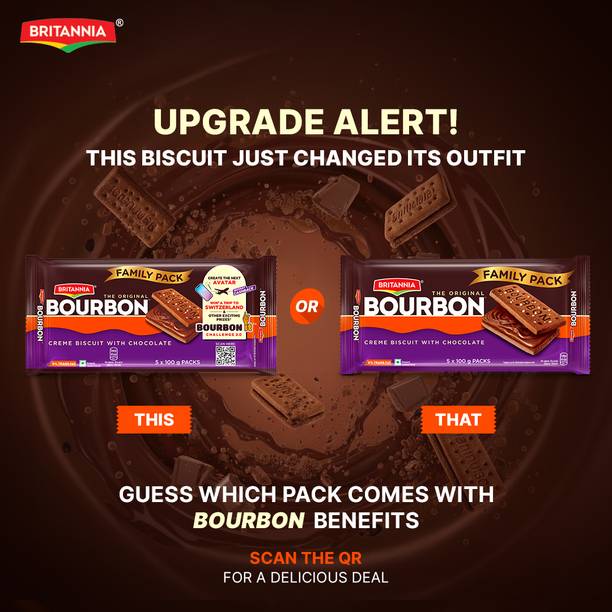 BRITANNIA The Original Bourbon | Creme biscuit with chocolate Cream Sandwich Biscuit