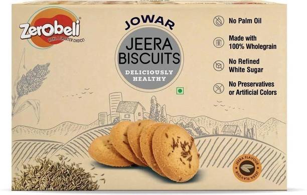 Zerobeli Jowar Jeera Wholegrain Biscuits | No Preservative & Palm Oil | Healthy Digestive Bakery Biscuit