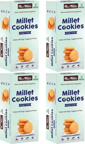 ME & MILLETS Ragi Cookies| Healthy Biscuits with Jaggery & Oats | High Fiber| Crunchy Snack Cookies Biscuit