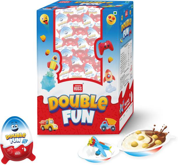 HUGS Double Fun Chocolate Eggs with Surprise Toy | Tasty Chocolate Snacks (60 pcs) Cream Cracker Biscuit
