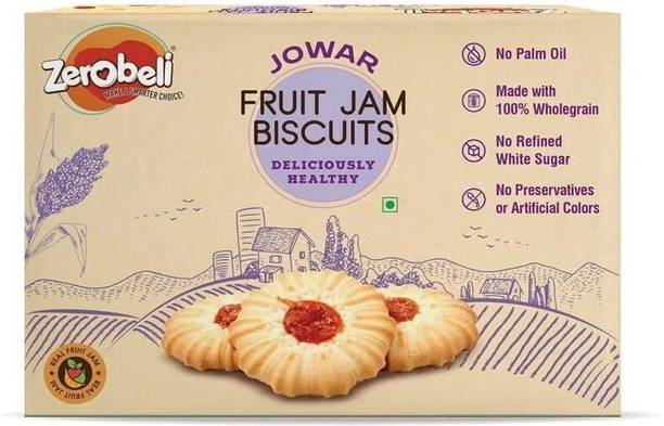 Zerobeli Jowar Fruit Jam Cookies | Healthy Snacks for Kids & Baby | No Maida & Palm Oil Multi Grain Biscuit