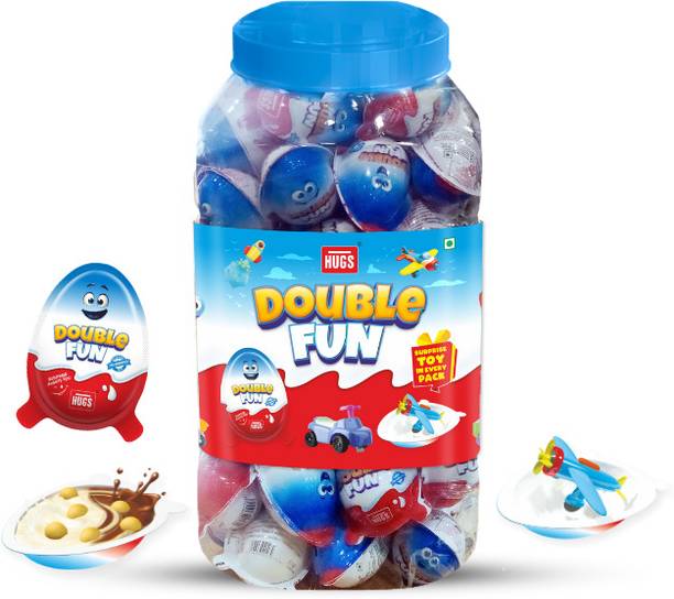 HUGS Double Fun Jar - Chocolate Eggs with Surprise Toy | Chocolaty Snacks Crackles