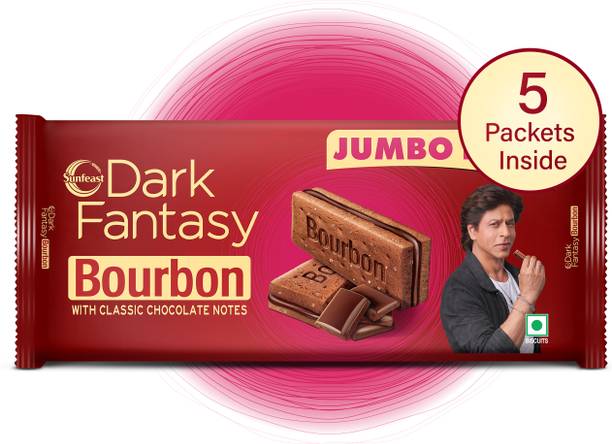 Sunfeast Dark Fantasy Bourbon, Classic Biscuit Made With Real Chocolate, Pack of 1, Cream Filled Biscuit