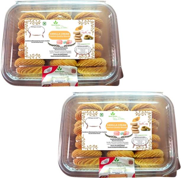 Rens Farms Baked Delight Hand Rolled Premium Vanilla Cream Biscuits Cream Filled Biscuit