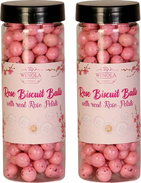 Winola Rose Biscuit Balls with Real Rose Petals Cream Cracker Biscuit