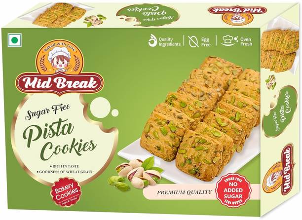 MidBreak Pista Delight Sugar Free Biscuits | Your Healthier Snacking Choice | Pack Of 1 Cookies Biscuit