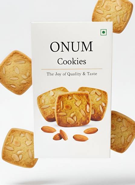 onum Almond Cookies | Crunchy Biscuits with Real Almonds |Tea-Time Snack | PACK OF 1 Bakery Biscuit