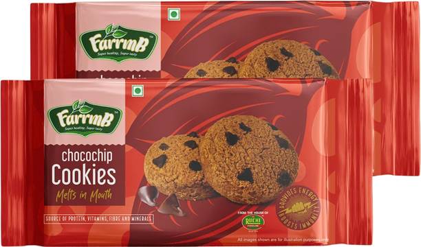 FarrmB Chocochip Cookies - Loaded with Real Chocolate Chips | High Fibre & Protein Cookies Biscuit