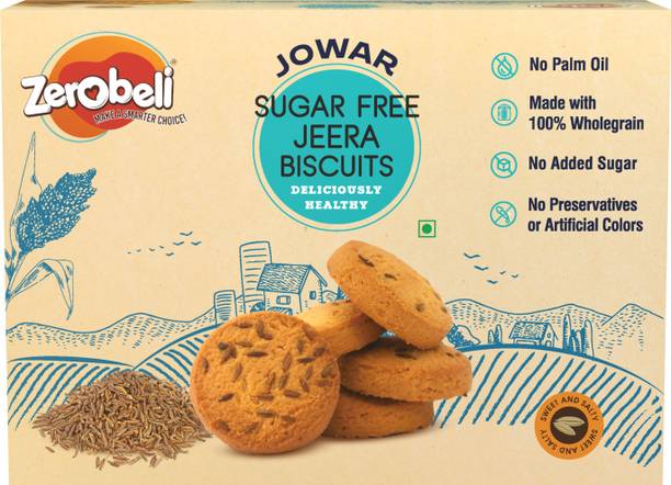Zerobeli Sugar Free Jowar Jeera Cookies | No Maida and Palm Oil | Diabetic Friendly Bakery Biscuit