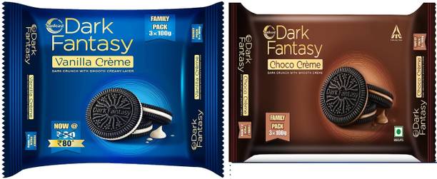 Sunfeast Dark Fantasy Vanilla Creme Biscuit & Dark Fantasy Choco Creme Dark Cream Cracker Biscuit