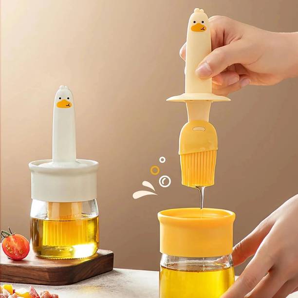 FGG 2 in 1 Olive Oil Measuring Dispenser Bottle with Silicone Brush for Cooking Plastic Round Pastry Brush