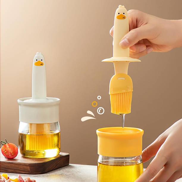 FGG 2 in 1 Olive Oil Measuring Dispenser Bottle with Silicone Brush for Cooking glass Round Pastry Brush