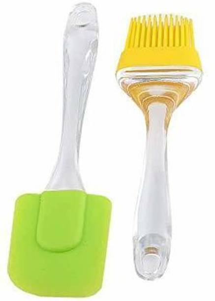 mega shine Silicone Spatula and Pastry Brush Set Special for Cake Mixer, Grilling, Tandoor, Cooking, Baking, Glazing, BBQ, Oil Brush for Cooking Silicon, Oil Brush for Kitchen Use Multiuser silicon Flat Pastry Brush