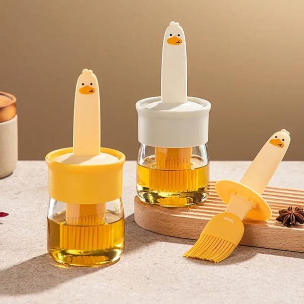 IBI Oil Dispenser Bottle with Silicone Brush for Cooking, Baking & Grilling – 200ml Plastic, Silicon Flat Pastry Brush