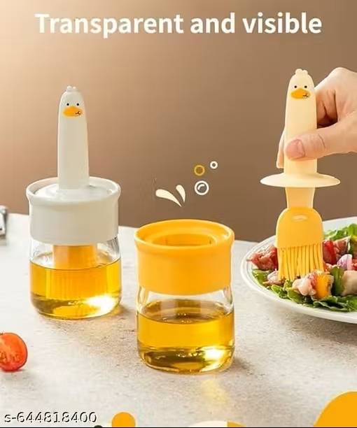 ARJUNENTERPRISE Oil Dispenser Bottle with Silicone Brush Silicone, Nylon, Plastic Round Pastry Brush