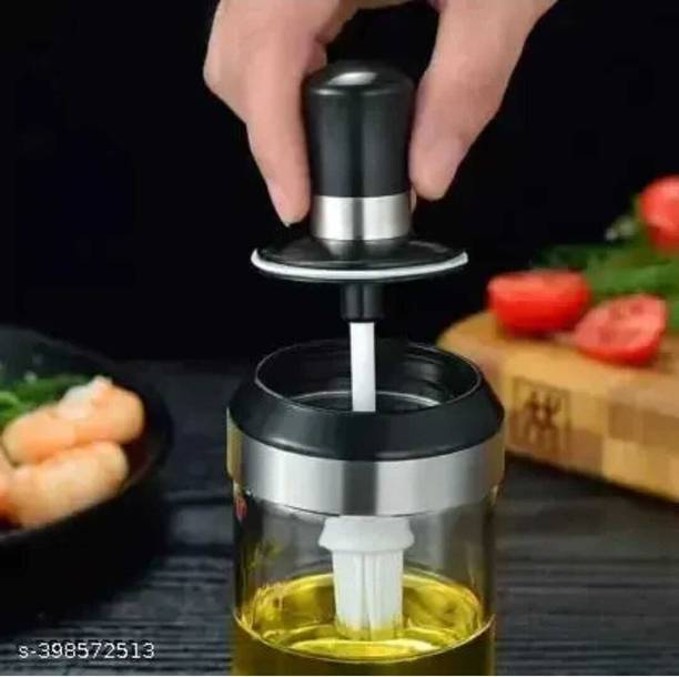 Vedansh oil bottle with Brush for Ghee, Butter, Oil Jar plastic & silicon Round Pastry Brush