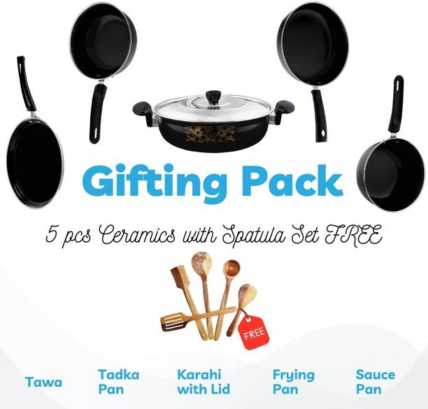 cookpro Cookpro Luxury ( 5 pcs cookware set with 5 pcs multipurpose spatula set Induction Bottom Non-Stick Coated Cookware Set