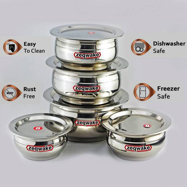 ZeqWake Stainless Steel Tope Set With Lid,Cookware Set,Steel tope Set of 10 Pcs Induction Bottom Cookware Set