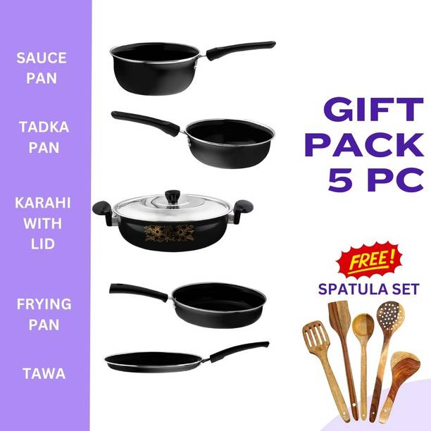 cookpro Cookpro Luxury ( 5 pcs cookware set with 5 pcs multipurpose spatula set Induction Bottom Non-Stick Coated Cookware Set