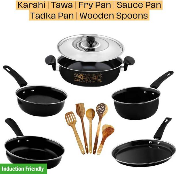 cookpro Cookpro Deluxe Non-stick(Natural Iron) Best Kitchen Cookware with spatula set Induction Bottom Non-Stick Coated Cookware Set