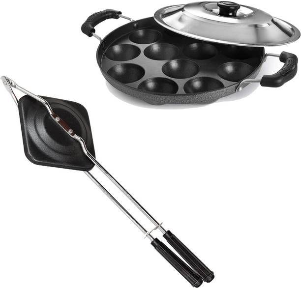 Masox Store Non-electric Sandwich Maker | 2 Side Handle Appam Patra / Appam pan with Lid S2 0 W Pop Up Toaster