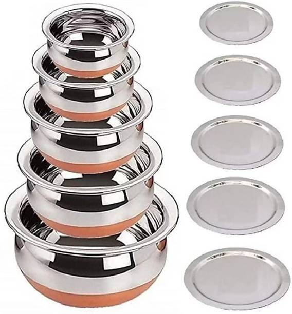 Nirvika Copper Base Handi with Lid / Urli patila serving bowl Cookware Set